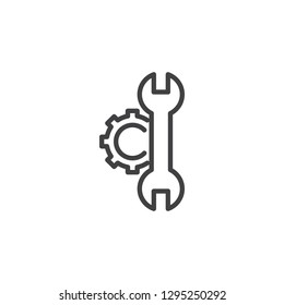 Configuration, settings line icon. linear style sign for mobile concept and web design. Gear and wrench tools outline vector icon. Symbol, logo illustration. Pixel perfect vector graphics