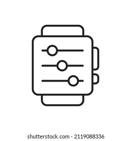 Configuration with smart watch app icon. High quality black vector illustration.