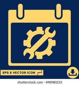 Configuration Tools Calendar Day icon. Vector EPS illustration style is flat iconic symbol, yellow color.