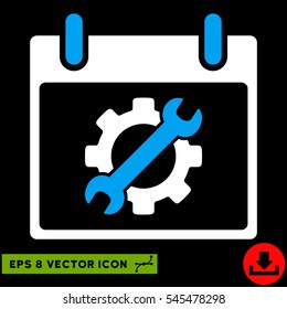 Configuration Tools Calendar Day icon. Vector EPS illustration style is flat iconic bicolor symbol, blue and white colors.