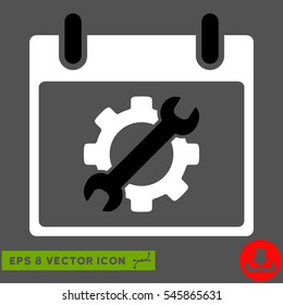 Configuration Tools Calendar Day icon. Vector EPS illustration style is flat iconic bicolor symbol, black and white colors.