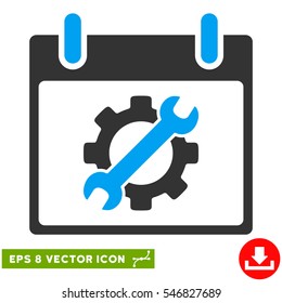 Configuration Tools Calendar Day icon. Vector EPS illustration style is flat iconic bicolor symbol, blue and gray colors.