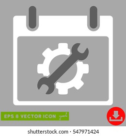 Configuration Tools Calendar Day icon. Vector EPS illustration style is flat iconic bicolor symbol, dark gray and white colors.