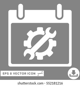 Configuration Tools Calendar Day icon. Vector EPS illustration style is flat iconic symbol, white color.