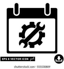 Configuration Tools Calendar Day icon. Vector EPS illustration style is flat iconic symbol, black color.