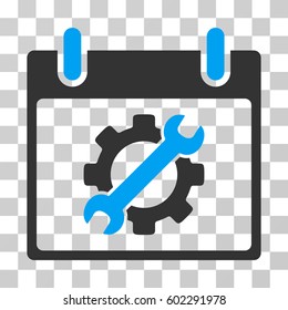 Configuration Tools Calendar Day icon. Vector illustration style is flat iconic bicolor symbol, blue and gray colors, transparent background. Designed for web and software interfaces.