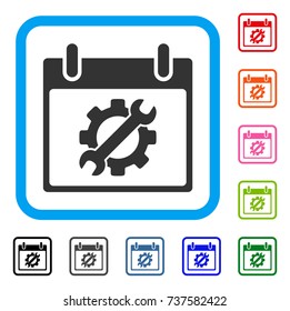 Configuration Tools Calendar Day icon. Flat grey iconic symbol in a light blue rounded square. Black, gray, green, blue, red, orange color variants of Configuration Tools Calendar Day vector.