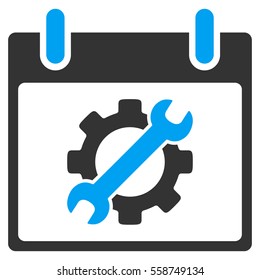 Configuration Tools Calendar Day vector toolbar icon. Style is bicolor flat icon symbol, blue and gray colors, white background.