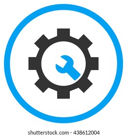 Configuration Tools vector bicolor icon. Image style is a flat icon symbol inside a circle, blue and gray colors, white background.