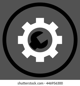 Configuration Tools vector bicolor icon. Image style is a flat icon symbol inside a circle, black and white colors, gray background.