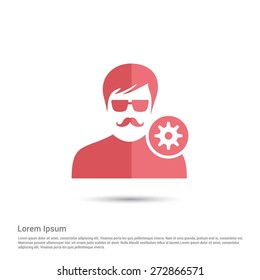 configuration User Icon, pictogram icon on gray background. Simple flat metro design style. half shade cut icon. Flat design style. Vector illustration