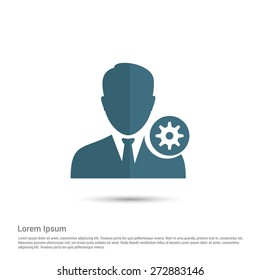 configuration User Icon, pictogram icon on gray background. Simple flat metro design style. half shade cut icon. Flat design style. Vector illustration