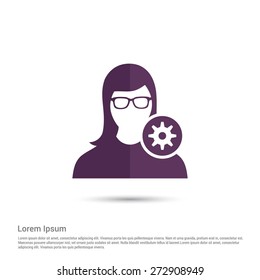 configuration User Icon, pictogram icon on gray background. Simple flat metro design style. half shade cut icon. Flat design style. Vector illustration