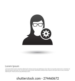 configuration User Icon, pictogram icon on gray background.