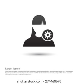 configuration User Icon, pictogram icon on gray background.