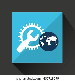 configuration in a world map icon, vector illustration