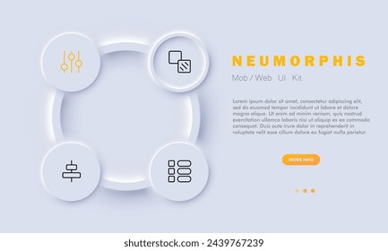 Configurations line icon. Design, options, settings, precision, customization, accessibility. Neomorphism style. Vector line icon for business and advertising
