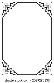 Configure border and frame designs with black corners and lines for decoration of pages on A4 paper 