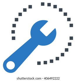 Configure Diagram vector toolbar icon. Style is bicolor flat icon symbol, smooth blue colors, white background, square dots.