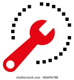 Configure Diagram vector toolbar icon. Style is bicolor flat icon symbol, intensive red and black colors, white background, square dots.