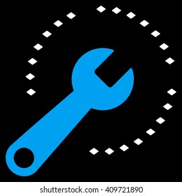 Configure Diagram vector toolbar icon. Style is bicolor flat icon symbol, blue and white colors, black background, rhombus dots.