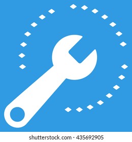 Configure Diagram vector toolbar icon. Style is flat icon symbol, white color, blue background, rhombus dots.