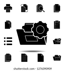 Configure folder icon. Simple glyph vector element of web, minimalistic icons set for UI and UX, website or mobile application