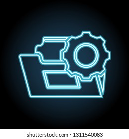 Configure folder neon icon. Simple thin line, outline vector of web, minimalistic icons for UI and UX, website or mobile application