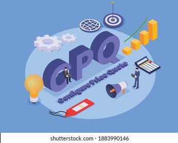 configure price quote (CPQ) isometric 3d vector concept for banner, website, illustration, landing page, flyer, etc.