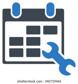Configure Timetable vector icon. Style is bicolor flat symbol, smooth blue colors, rounded angles, white background.