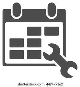 Configure Timetable vector icon. Style is flat symbol, gray color, rounded angles, white background.