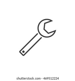 Configure wrench line icon, spanner outline vector logo illustration, linear pictogram isolated on white