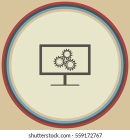 Configures gears on display, vector icon
