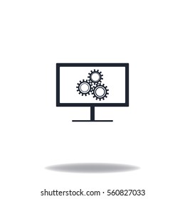 Configures gears on display, vector icon