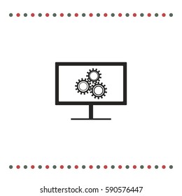 Configures gears on display, vector icon