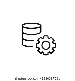 Configuring the database linear icon. Thin line customizable illustration. Contour symbol. Vector isolated outline drawing. Editable stroke