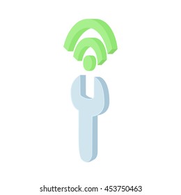 Configuring Wi-Fi icon in cartoon style isolated on white background. Settings symbol