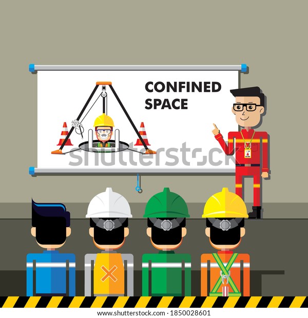 Vektor Stok Confined Space Safety Training Graphic Illustration (Tanpa