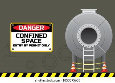 Confined Space Of Tank Safety Precautions Illustration.