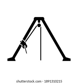 Confined Space Work Rescue Tripod And Winch Icon.