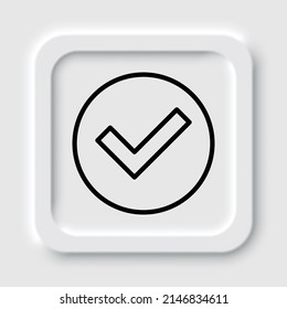 Confirm, agree simple icon. Flat design. Neumorphism design.ai