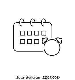 Confirmar diseño de icono de cita. Comprobar, Fecha, Calendario, Calendario, Evento, Reserva, Confirmar, Cita, día, hora, línea, contorno, iconos. aislado de fondo blanco. 