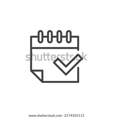 Confirm appointment line icon. linear style sign for mobile concept and web design. Calendar with check mark outline vector icon. Symbol, logo illustration. Vector graphics