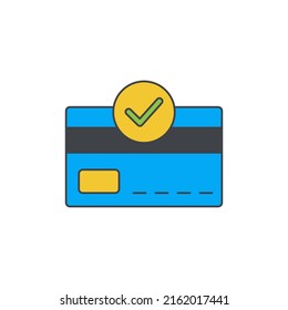 confirm or approved credit card payment icon in color, isolated on white background 