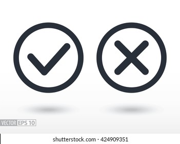 Confirm and deny flat icon. Sign confirm and deny. Vector logo for web design, mobile and infographics. Vector illustration eps10. Isolated on white background.