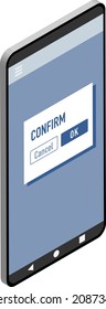 Confirm dialog in Smartphone vector illustration.