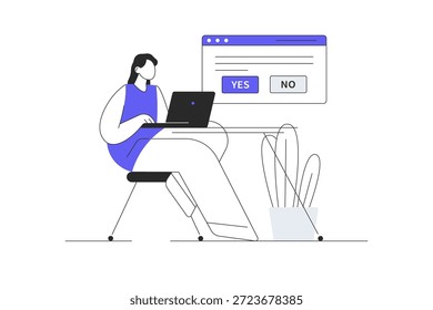 Confirm Dialog. Window message box yes or no. Flat Cartoon Vector Illustration, icon Stylish abstract design landing page web