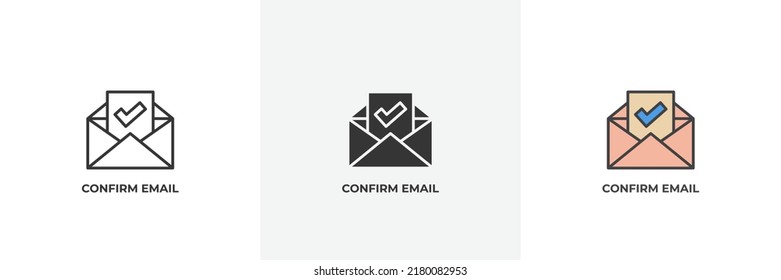 confirm email icon. Line, solid and filled outline colorful version, outline and filled vector sign. Idea Symbol, logo illustration. Vector graphics