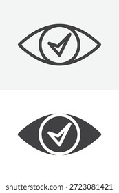 Confirm eye with checkmark different style icon set. Simple line, outline and solid icon editable stroke vector sign and symbol for visibility icon.