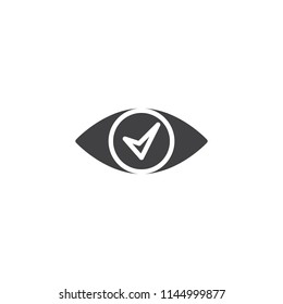 Confirm eye vector icon. filled flat sign for mobile concept and web design. Eye with check simple solid icon. Symbol, logo illustration. Pixel perfect vector graphics